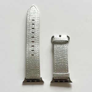 Leather Silver Glitter Apple Watch Strap / Band